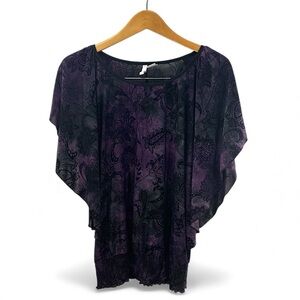 Sami Jo  Purple Velvet Burnout Blouse XL Whimsigoth Boho Romantic Gothic Top